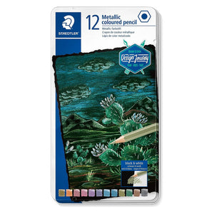 Staedtler Design Journey Metallic Coloured Pencils Tin 12 146M M12