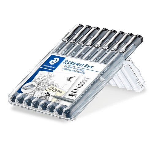 Staedtler Pigment Liner Wallet 8 Assorted Widths Black 308 SB8