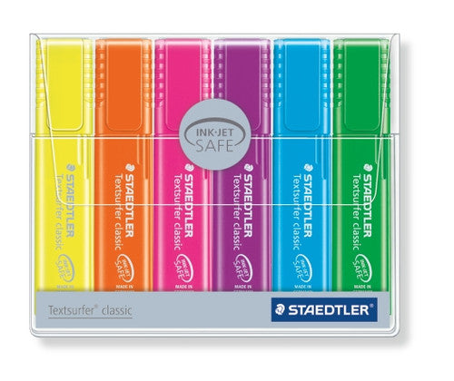 Staedtler 364 P WP6 Textsurfer Classic Rainbow Colour Highlighters Assorted Wallet of 6