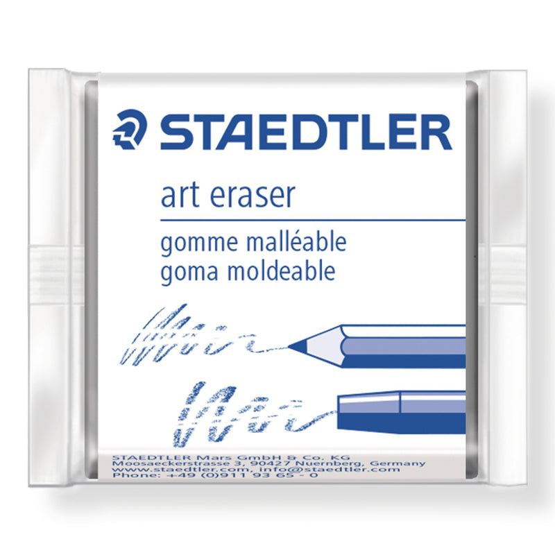 One Staedtler 5427 kneadable eraser in its clear wrap, label reading art eraser, gomme malleable, goma moldeable