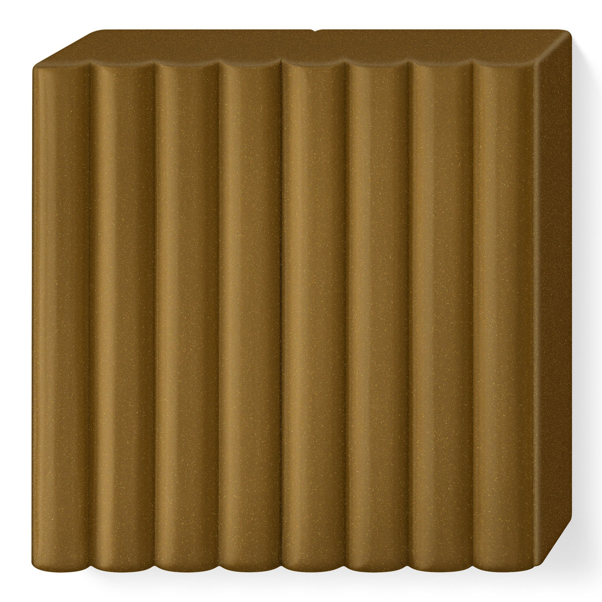FIMO effect antique bronze block unwrapped, brown-bronze clay with a soft metallic sheen in 8 ribbed portions