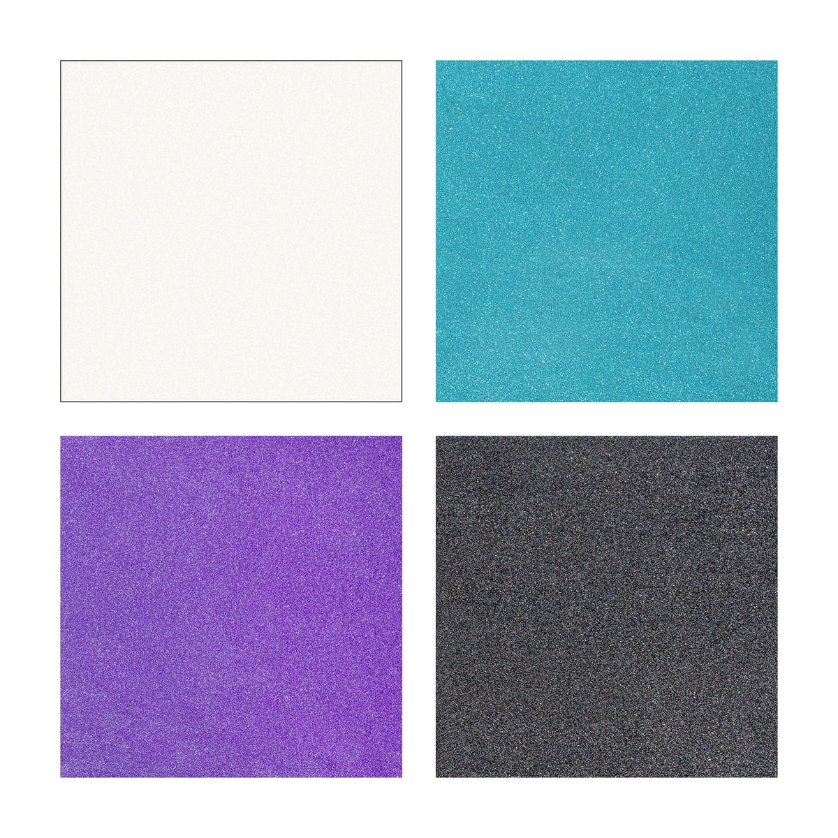 Four colour squares for the abalone set: pearl white, turquoise, purple and dark steel grey metallic clay