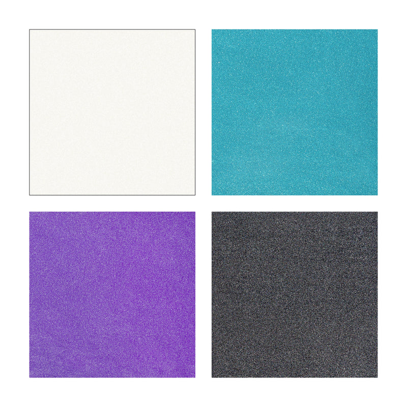 Four colour squares for the abalone set: pearl white, turquoise, purple and dark steel grey metallic clay