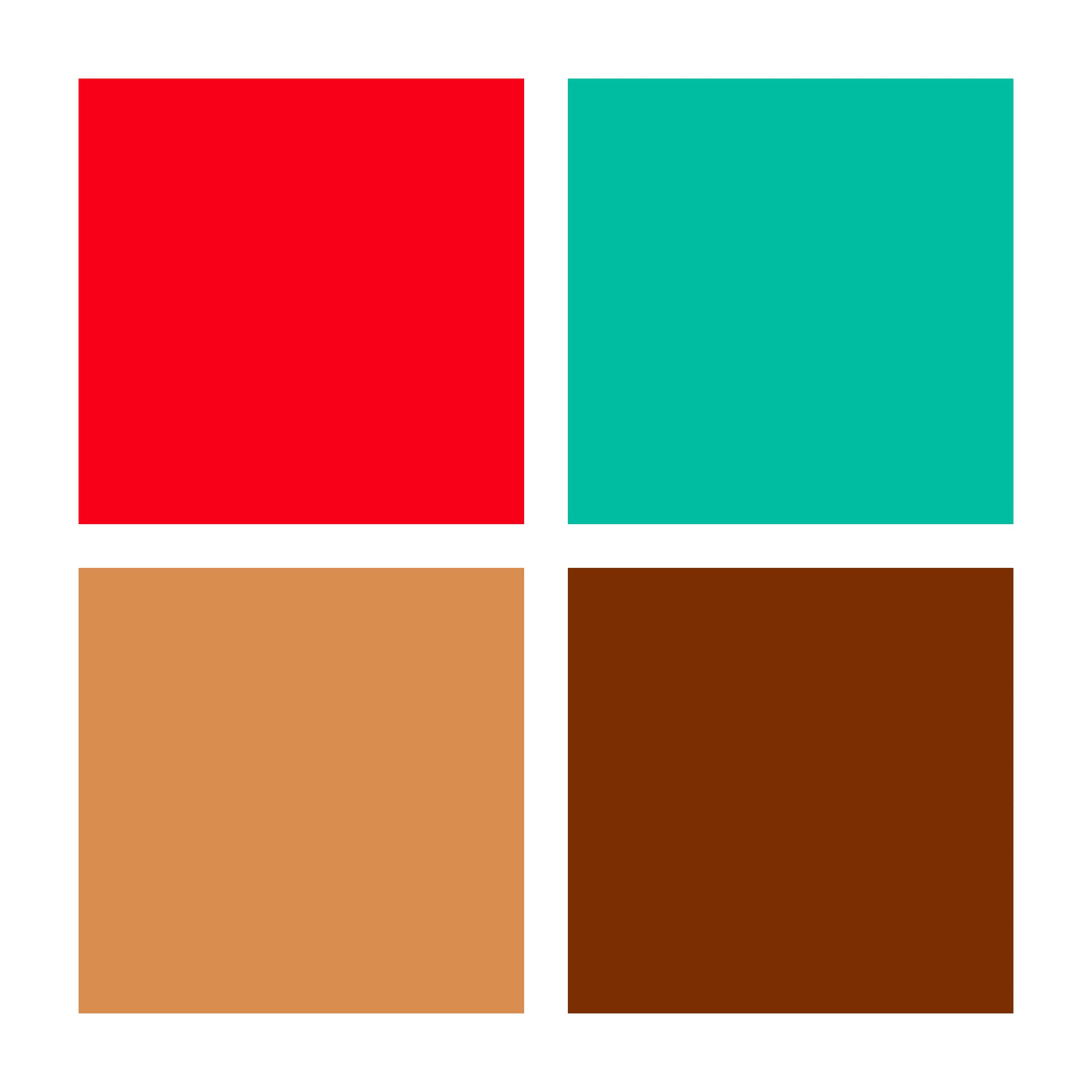 Clay colour swatches for the Dino set: red, green, light brown and brown