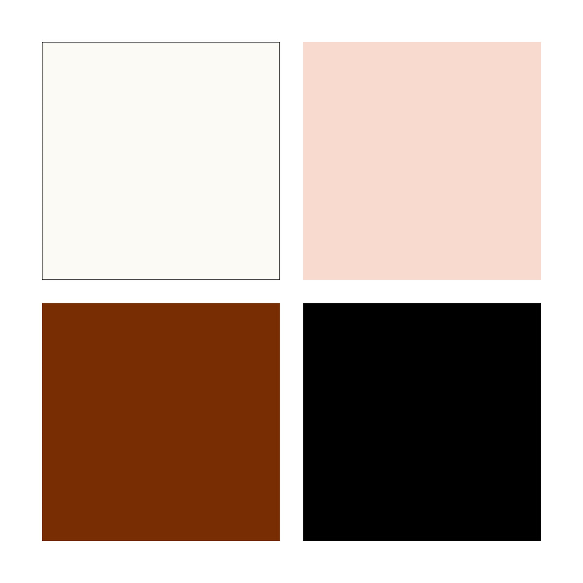 Four colour squares for the Farm set clay: white, pale pink, brown and black