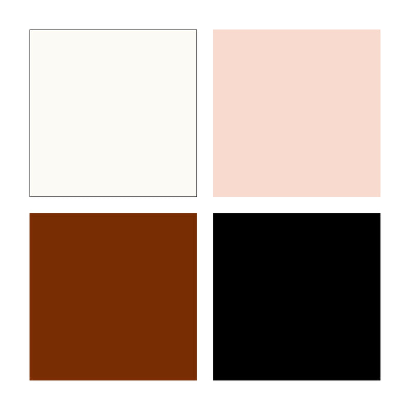 Four colour squares for the Farm set clay: white, pale pink, brown and black