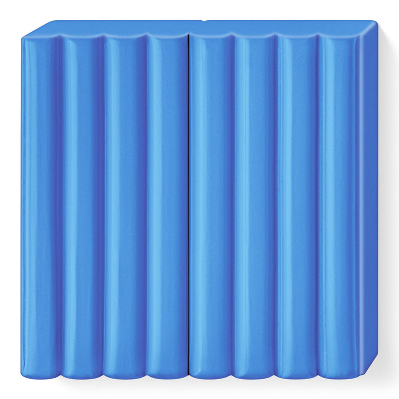 Unwrapped blue FIMO kids block 8030-3 showing its 8 ribbed portions