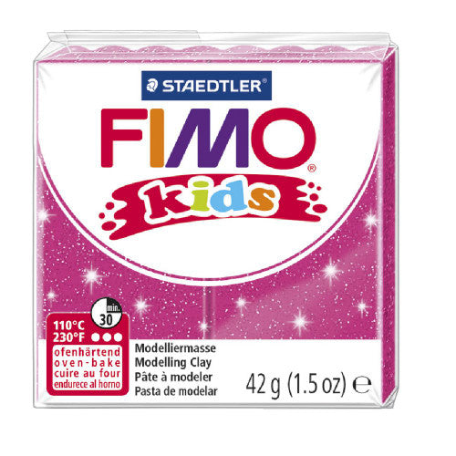 Earlier white FIMO kids pack design for glitter pink 8030-262, 42 g (1.5 oz), shown as previous packaging