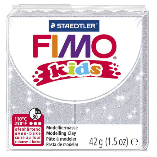 Earlier white FIMO kids pack design for glitter silver 8030-812, 42 g (1.5 oz), shown as previous packaging