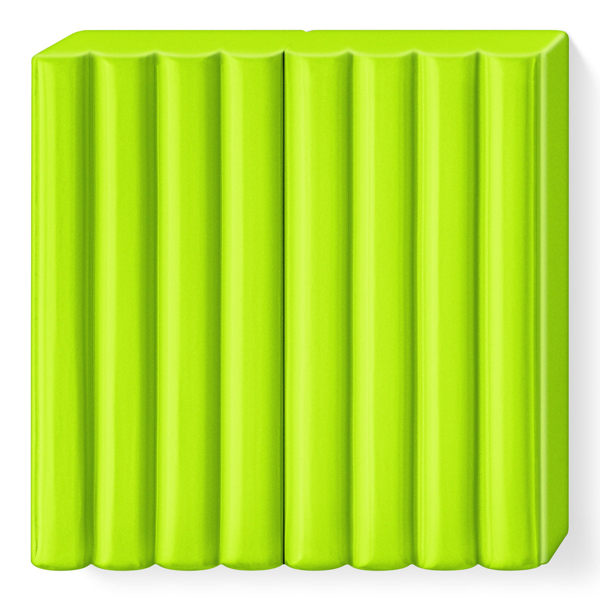 Unwrapped light green FIMO kids block 8030-51 in bright spring green with 8 segments