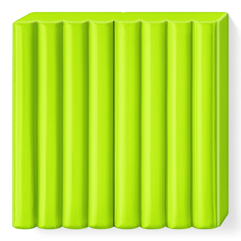 Unwrapped light green FIMO kids block 8030-51 in bright spring green with 8 segments