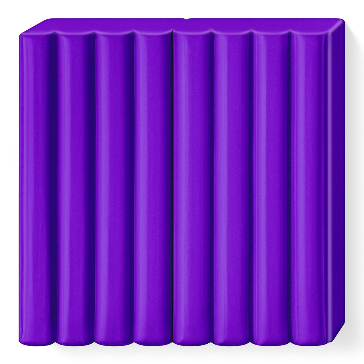 Unwrapped lilac FIMO kids block 8030-6 in deep violet purple with 8 ribbed segments