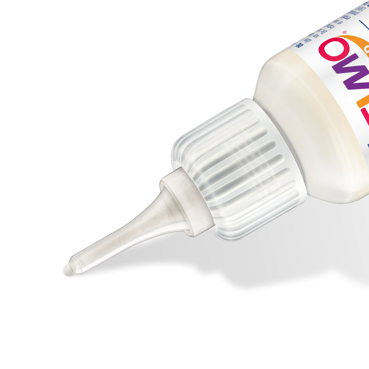 Close view of the FIMO liquid dosage nozzle on a translucent bottle, the same tip style used on the gold version