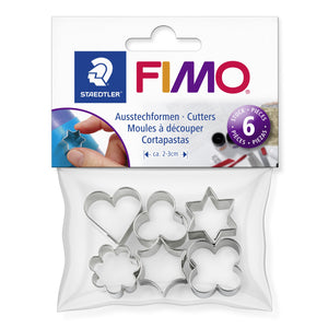 Staedtler FIMO shaped cutters 8724 03 in a clear bag with a FIMO header card printed Cutters, 6 pieces and ca. 2-3cm