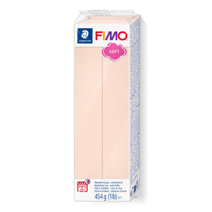 FIMO soft 8021-43 pale pink large block in Staedtler's current pack, pink soft badge at the top and 454 g (1 lb) printed at the foot