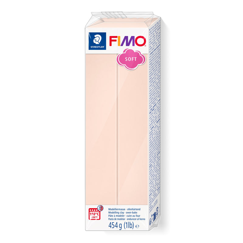 FIMO soft 8021-43 pale pink large block in Staedtler's current pack, pink soft badge at the top and 454 g (1 lb) printed at the foot