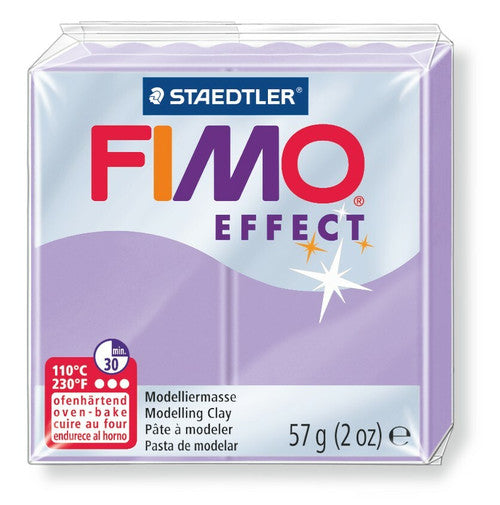 Earlier FIMO EFFECT wrapper in pastel lilac with a grey band and sparkle star, the packaging used before FIMO soft