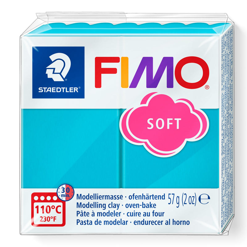 Current FIMO soft 8020-39 peppermint pack by Staedtler, light turquoise clay with the pink SOFT cloud and 57 g (2 oz) label