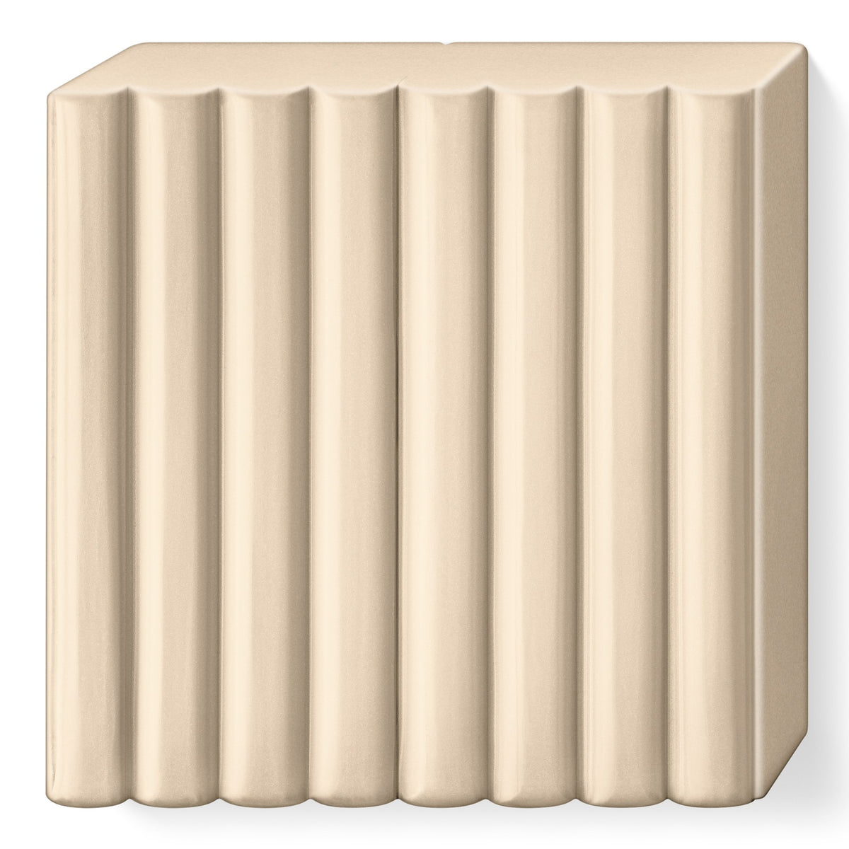 Sahara FIMO soft block with wrapper removed, a pale sand beige slab with 8 scored portions