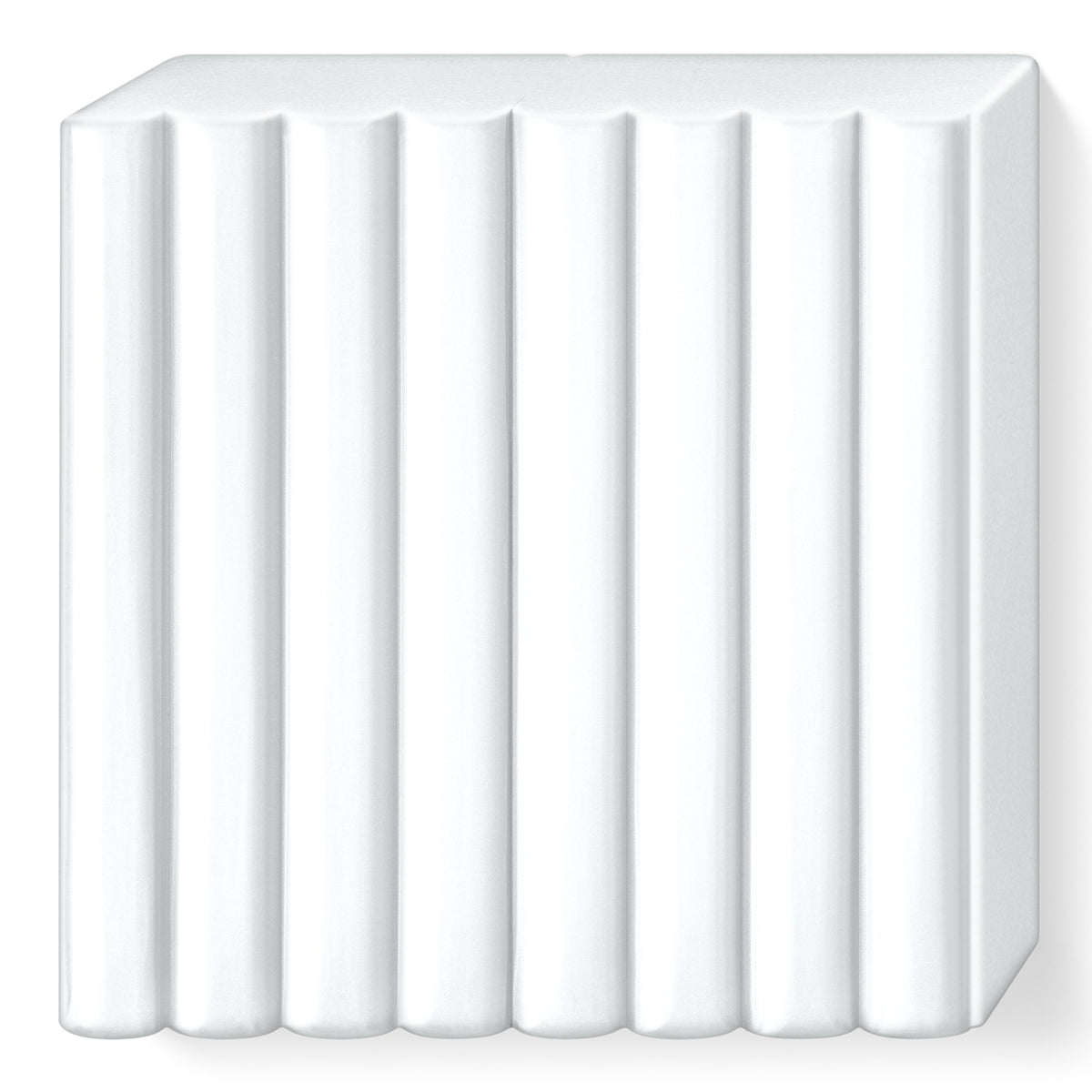 Unwrapped white FIMO soft block scored into 8 equal portions