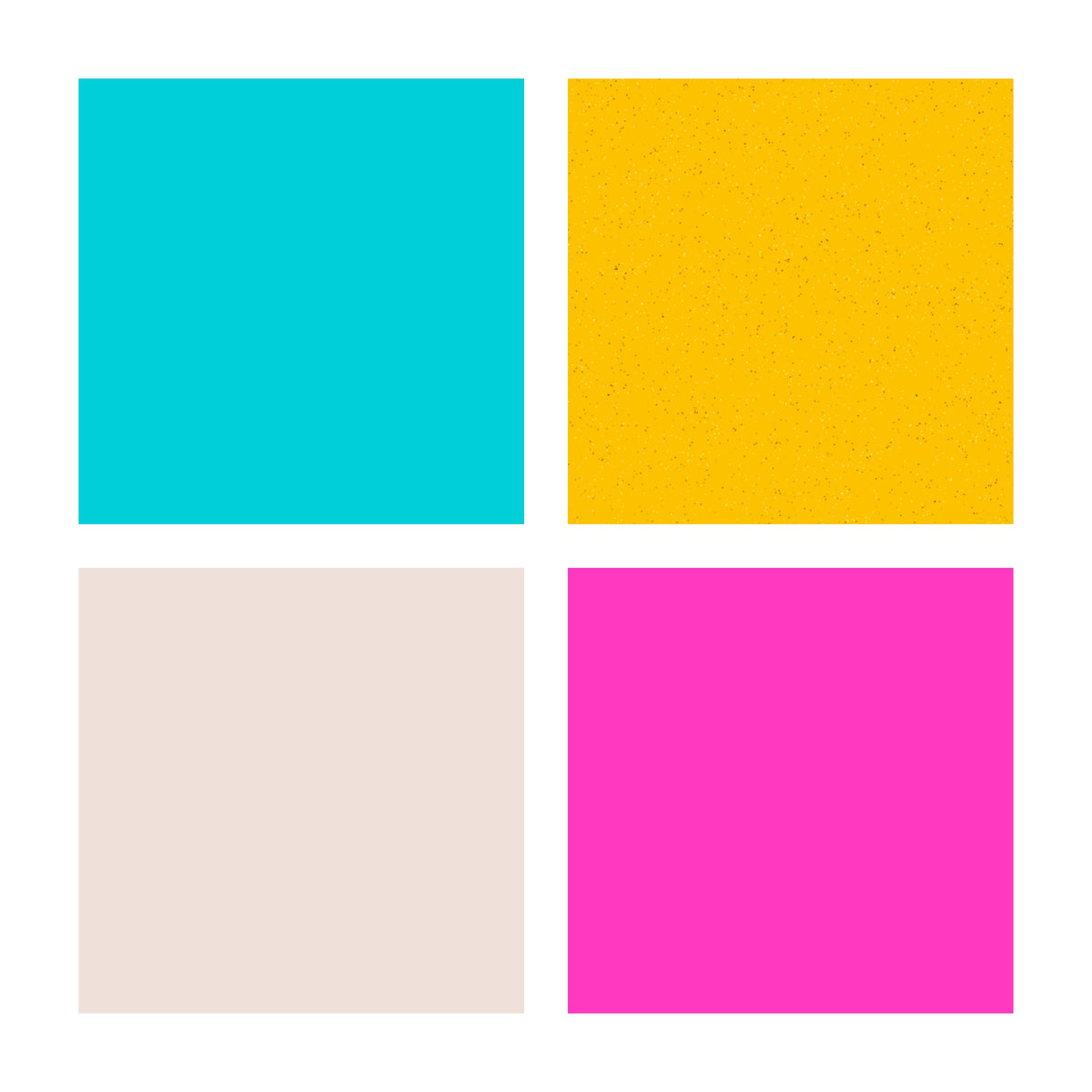 Four colour swatches for the Princess set clay: turquoise, golden yellow, pale beige and pink