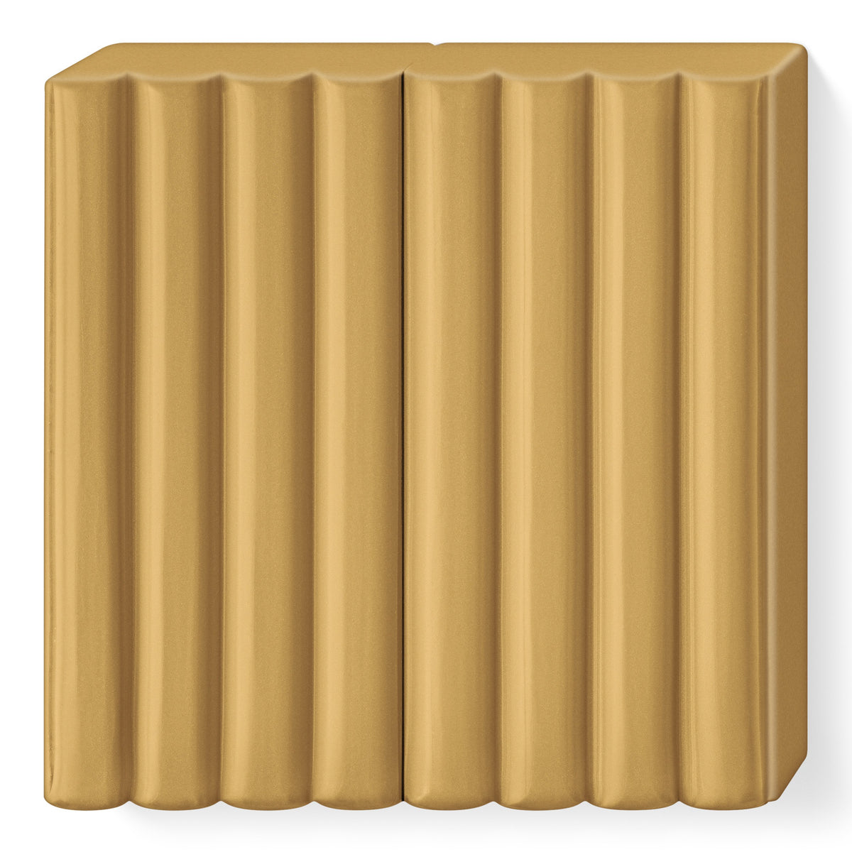 Unwrapped light brown FIMO kids block with 8 ribbed segments in a caramel tone