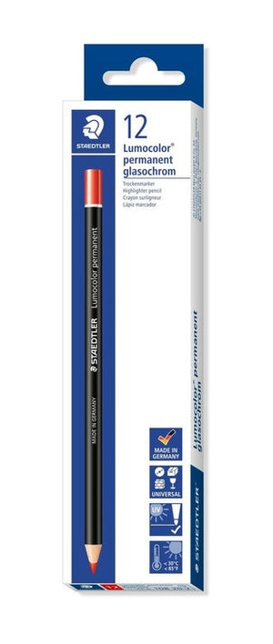 Staedtler Lumocolor Glasochrom Pencils Red Box 12 108 20-2