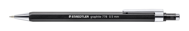 Side view of the graphite 778 05-9 printed STAEDTLER graphite 778 0.5 mm with chrome clip