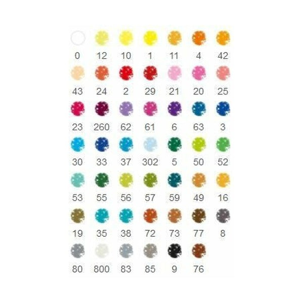 Numbered Staedtler colour chart showing all 48 karat aquarell shades as round swatches in rows
