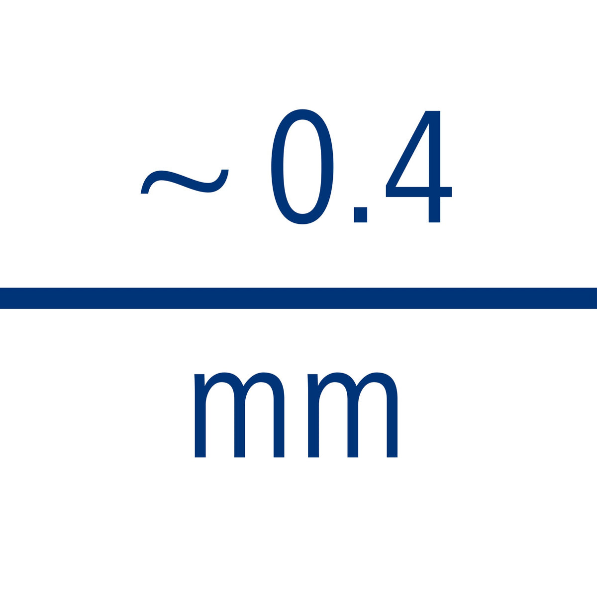 Staedtler line width tile reading approx. 0.4 mm above a blue rule, the superfine S width of the Lumocolor 311