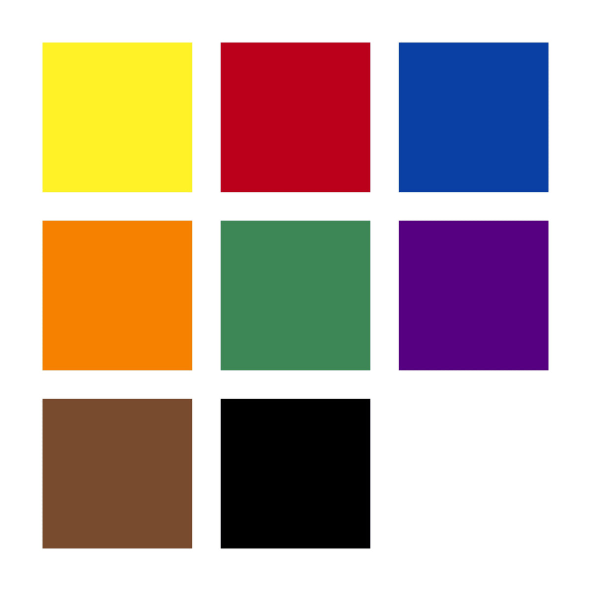 Eight Staedtler colour swatches: yellow, red, blue, orange, green, violet, brown and black