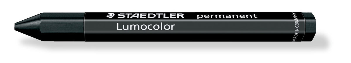 One black Staedtler Lumocolor permanent omnigraph 236-9 crayon, hexagonal body with a pointed black tip