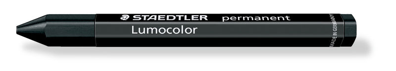 One black Staedtler Lumocolor permanent omnigraph 236-9 crayon, hexagonal body with a pointed black tip