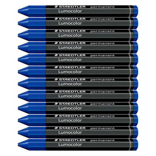 Staedtler Lumocolor Permanent Omnigraph Crayon Blue Pack of 12