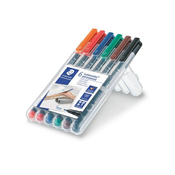 Staedtler Lumocolor Permanent Fine Marker Wallet 6 Assorted 318 WP6