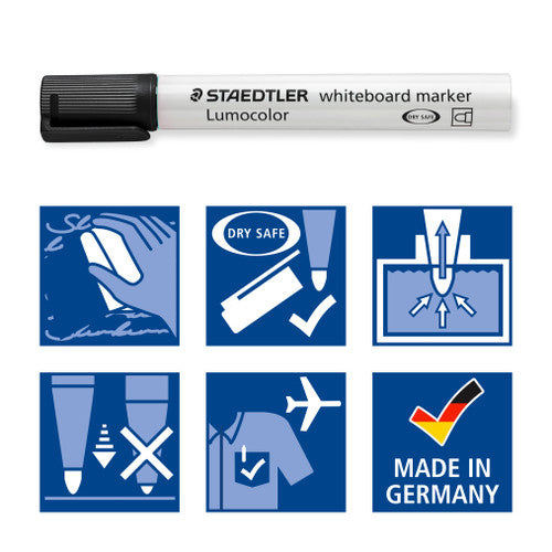 Staedtler Lumocolor Whiteboard Marker Non-Permanent Black Bullet Tip 351-9