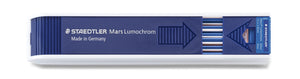 Staedtler Mars Lumochrom 204-3 tray side on, blue case printed Made in Germany with blue leads and a blue end label