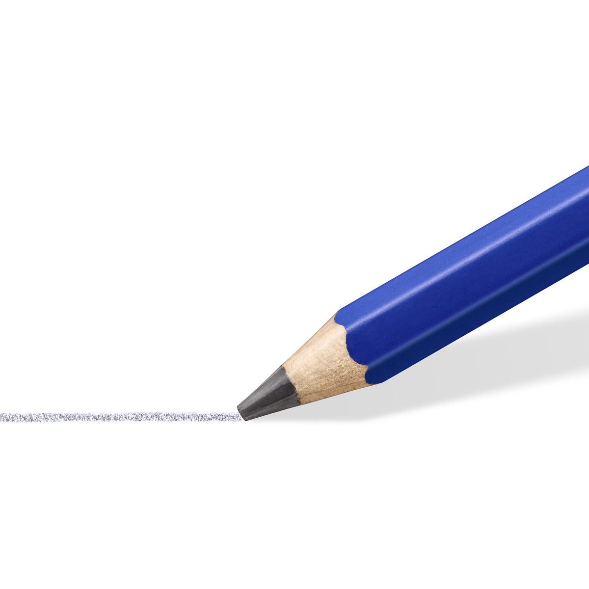 Close-up of a sharpened Mars Lumograph aquarell point drawing a grey graphite line