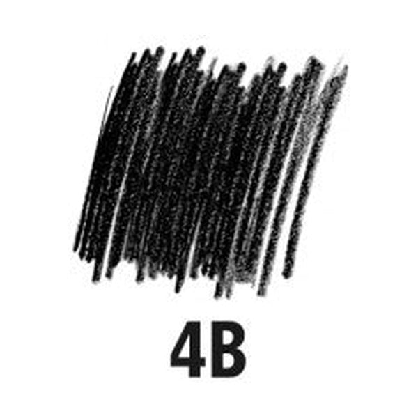 Dense black hatching swatch for 4B with the grade 4B printed in large black type