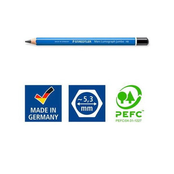 Staedtler Mars Lumograph Jumbo 2B Drawing Pencil Box 6 100J-2B – view 5