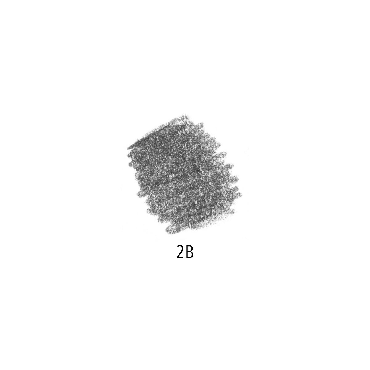 Staedtler swatch showing the graphite tone of the 2B degree, labelled 2B beneath