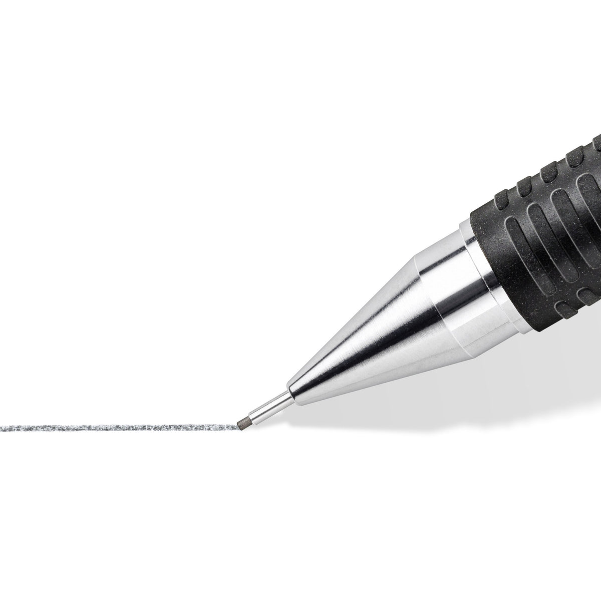 Close-up of the Mars micro rigid metal sleeve drawing a slightly bolder pencil line