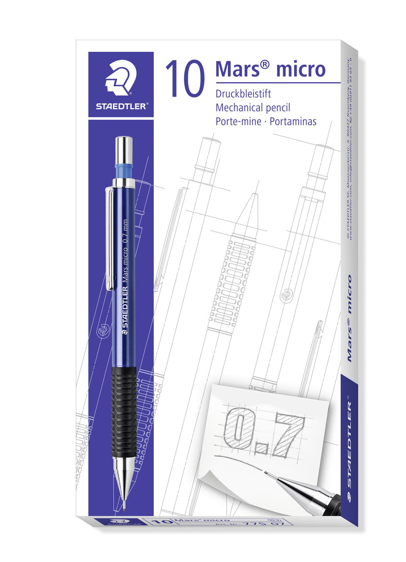 Staedtler box printed 10 Mars micro, Art. Nr. 775 07, showing a 0.7 sketch; this listing is one pencil