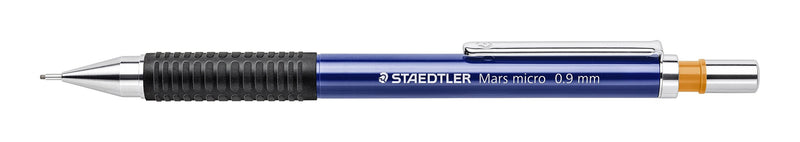 Side view of the Mars micro 0.9 mm mechanical pencil with metal clip and orange coding ring