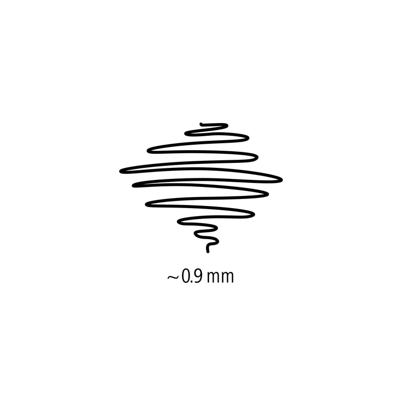 Black scribble sample labelled about 0.9 mm showing the Mars micro 775 09 line width