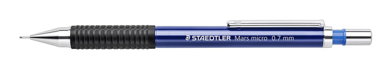 Side view of the Mars micro 0.7 mm pencil with blue ring from the wallet of three