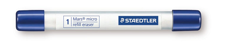 Staedtler 77N R52 spare eraser tube, white with blue end caps and a label reading Mars micro refill eraser beside the STAEDTLER logo
