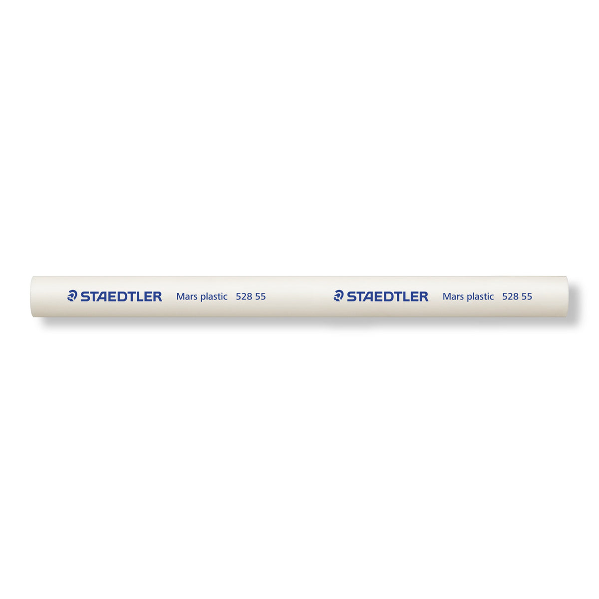 One white Staedtler Mars plastic 528 55 refill core lying horizontally, printed STAEDTLER Mars plastic 528 55