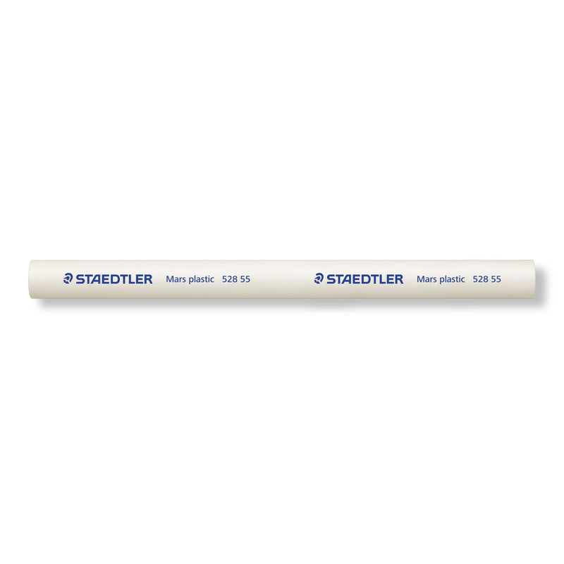 One white Staedtler Mars plastic 528 55 refill core lying horizontally, printed STAEDTLER Mars plastic 528 55