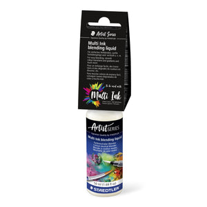 Staedtler Artist Series Multi Ink blending liquid 893 bottle in its black hanging header card, 50 ml (1.69 fl oz)